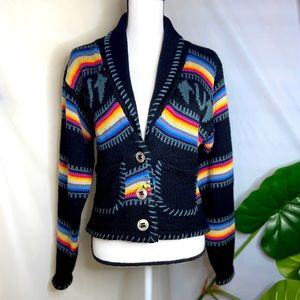 SALE Kenny Rogers Western Rainbow Wool Winter Cardigan